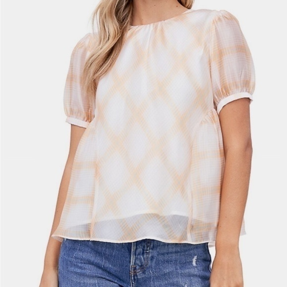 NWT En Saison Plaid Organza Blouse Size L